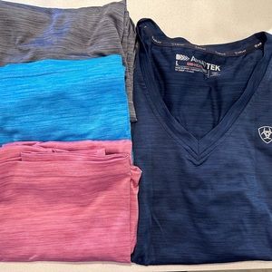 Lot of 4 Ariat TEK Laguna V-Neck Short Sleeve Shirt Large
